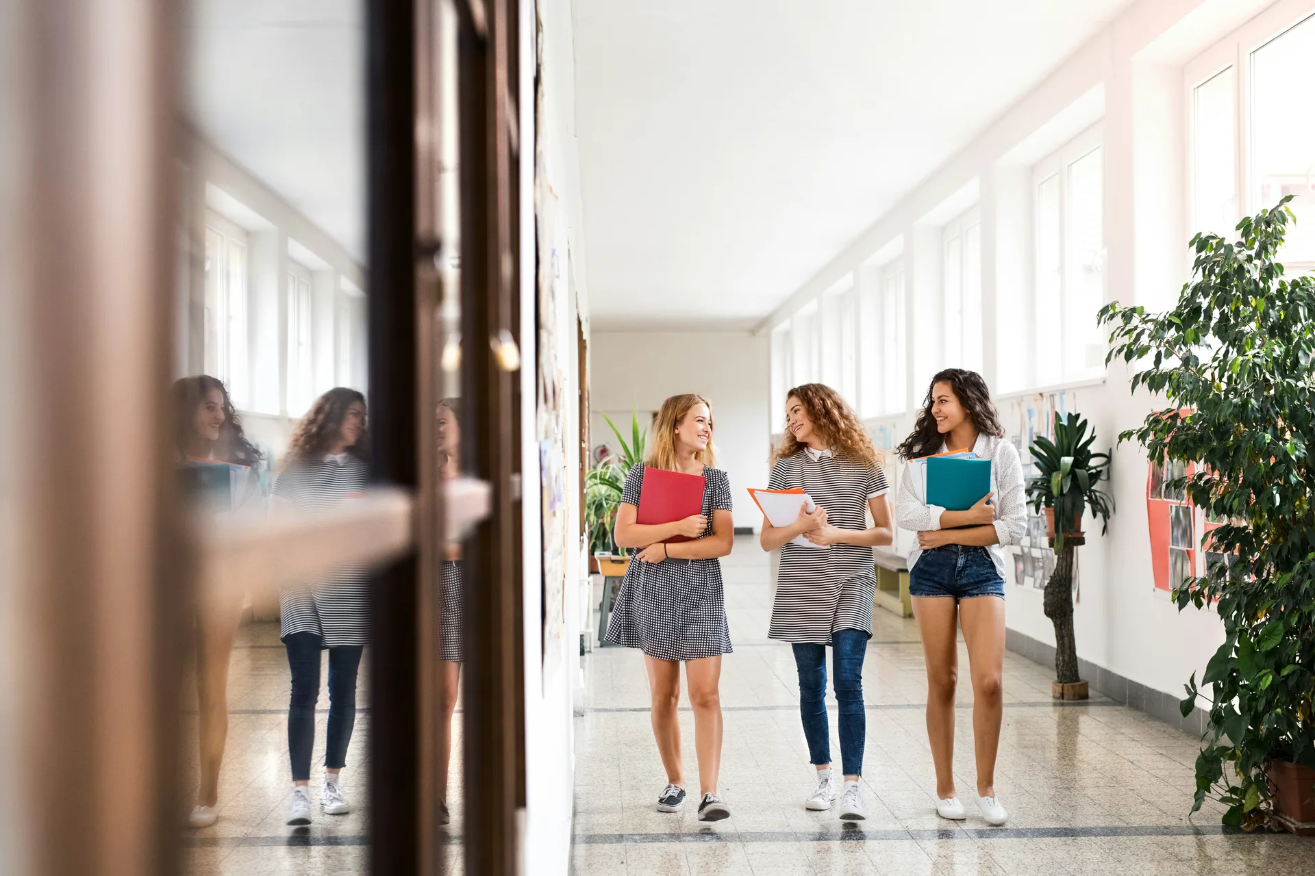 polished concrete hallway in a Detroit school