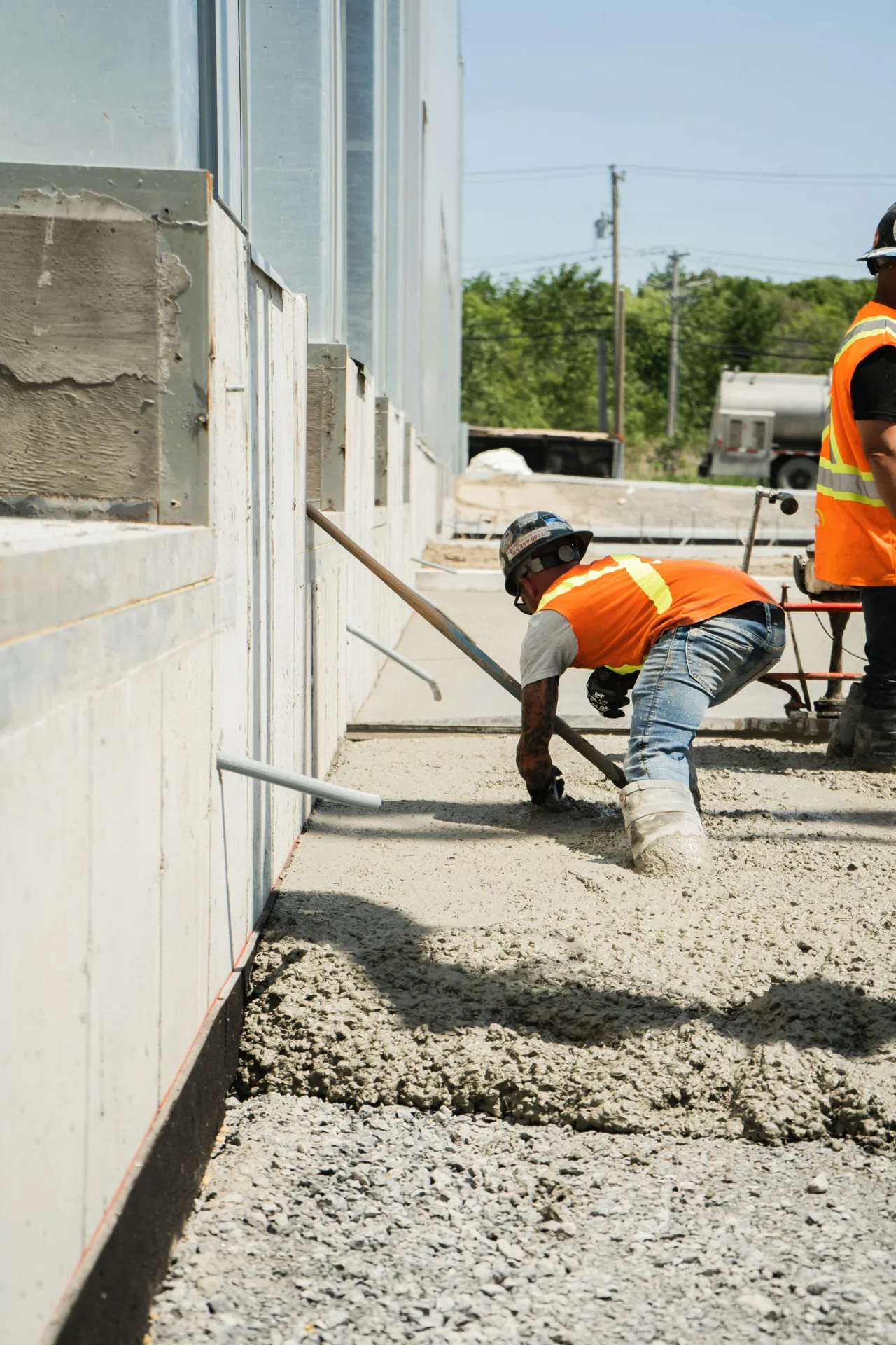 commercial concrete sidewalk along a Detroit property edge