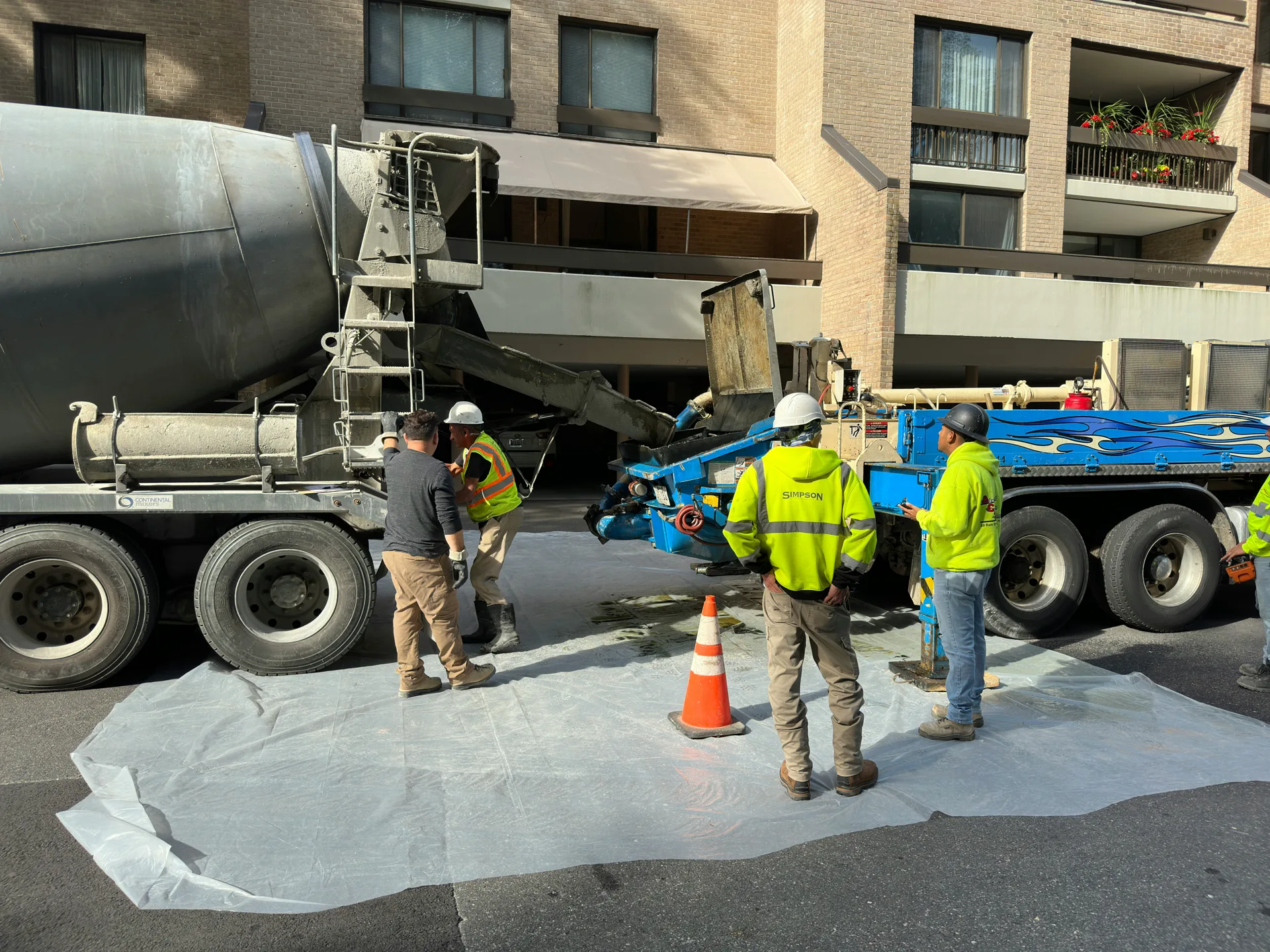 concrete pour for a commercial retaining wall in Detroit