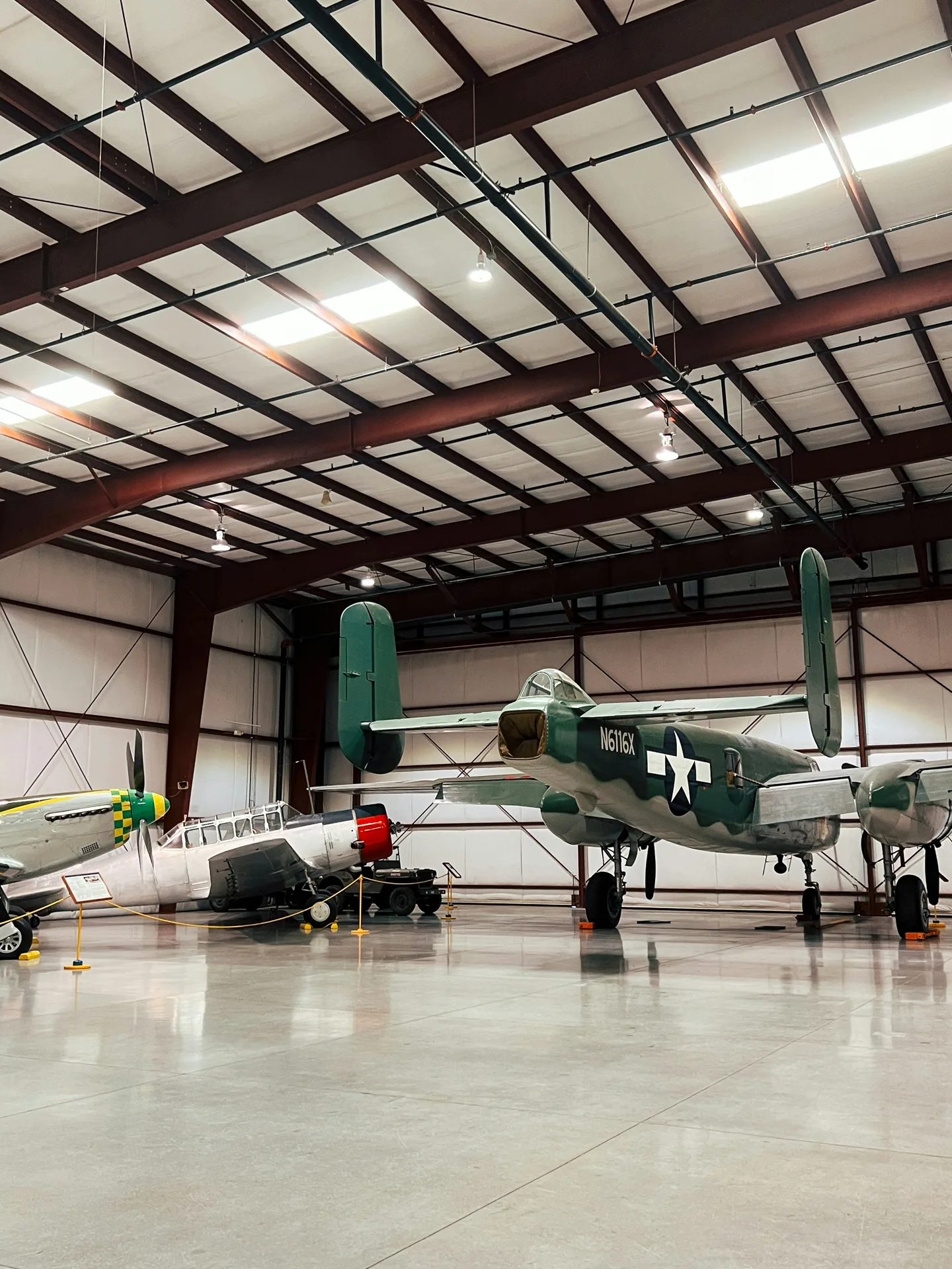 high-gloss concrete hangar floor with a vintage aircraft in Detroit