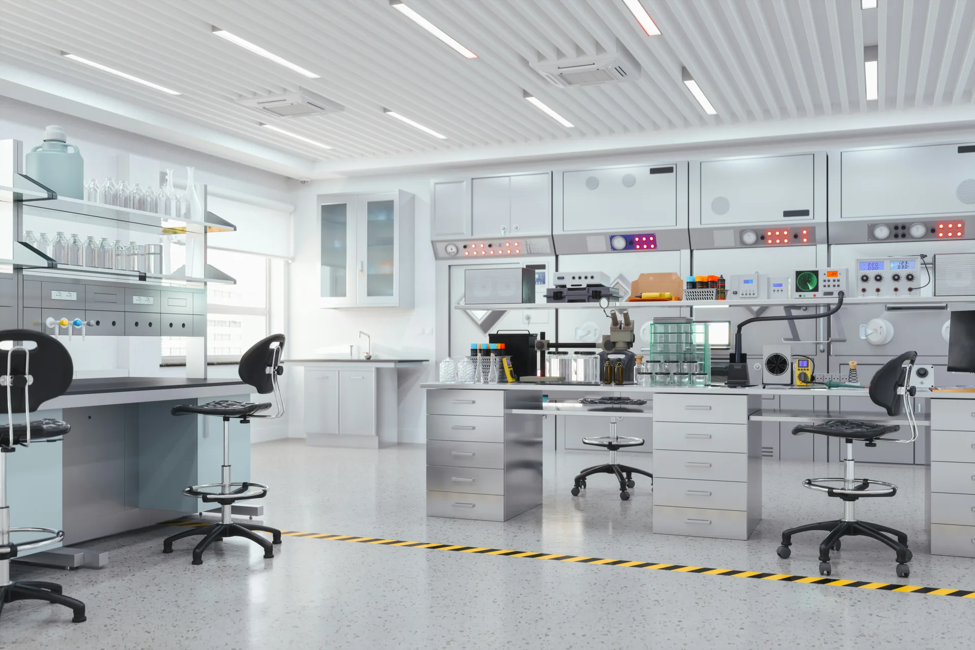 seamless clean-room concrete floor at a Detroit technology facility