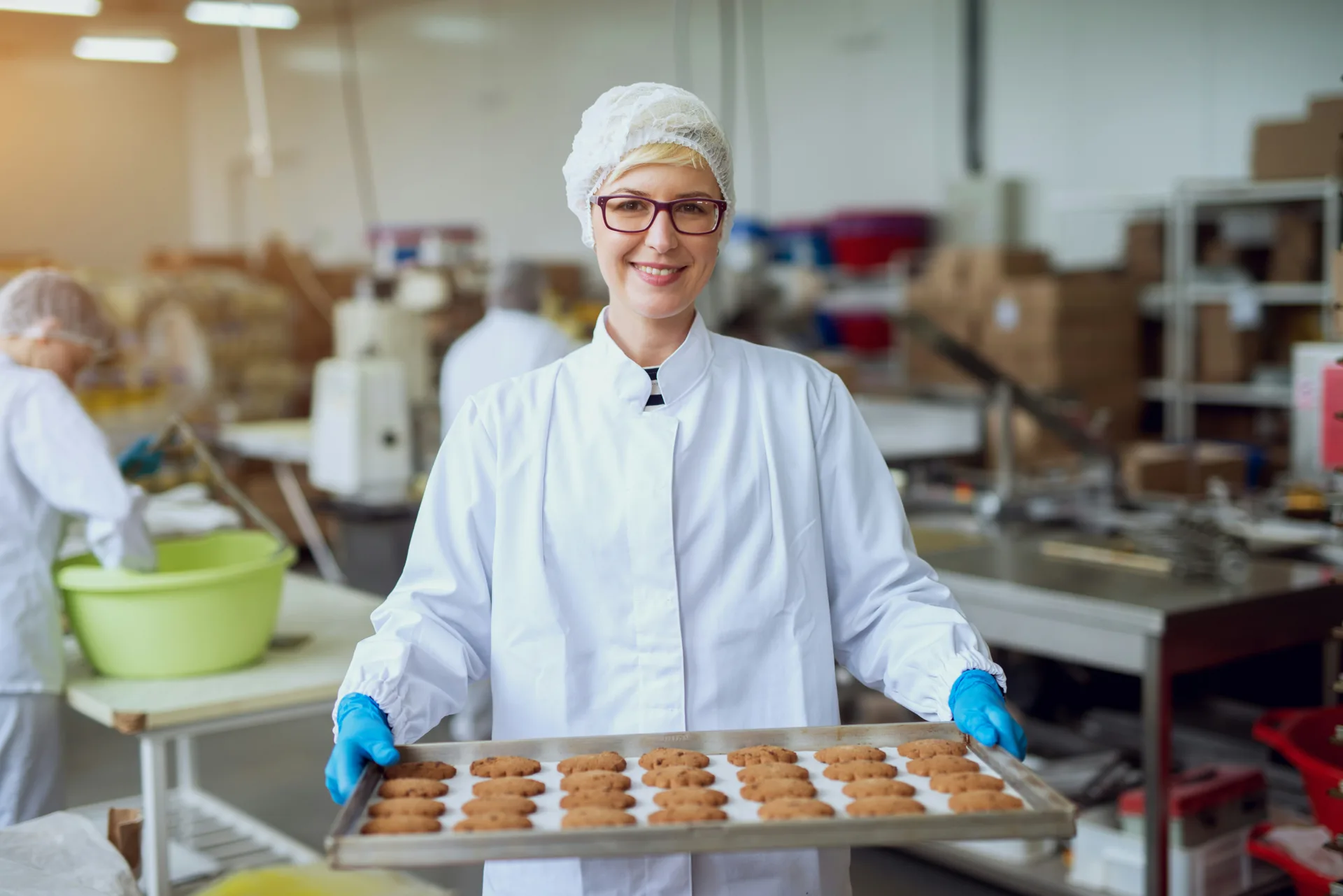 food processing worker on a seamless concrete floor in Detroit