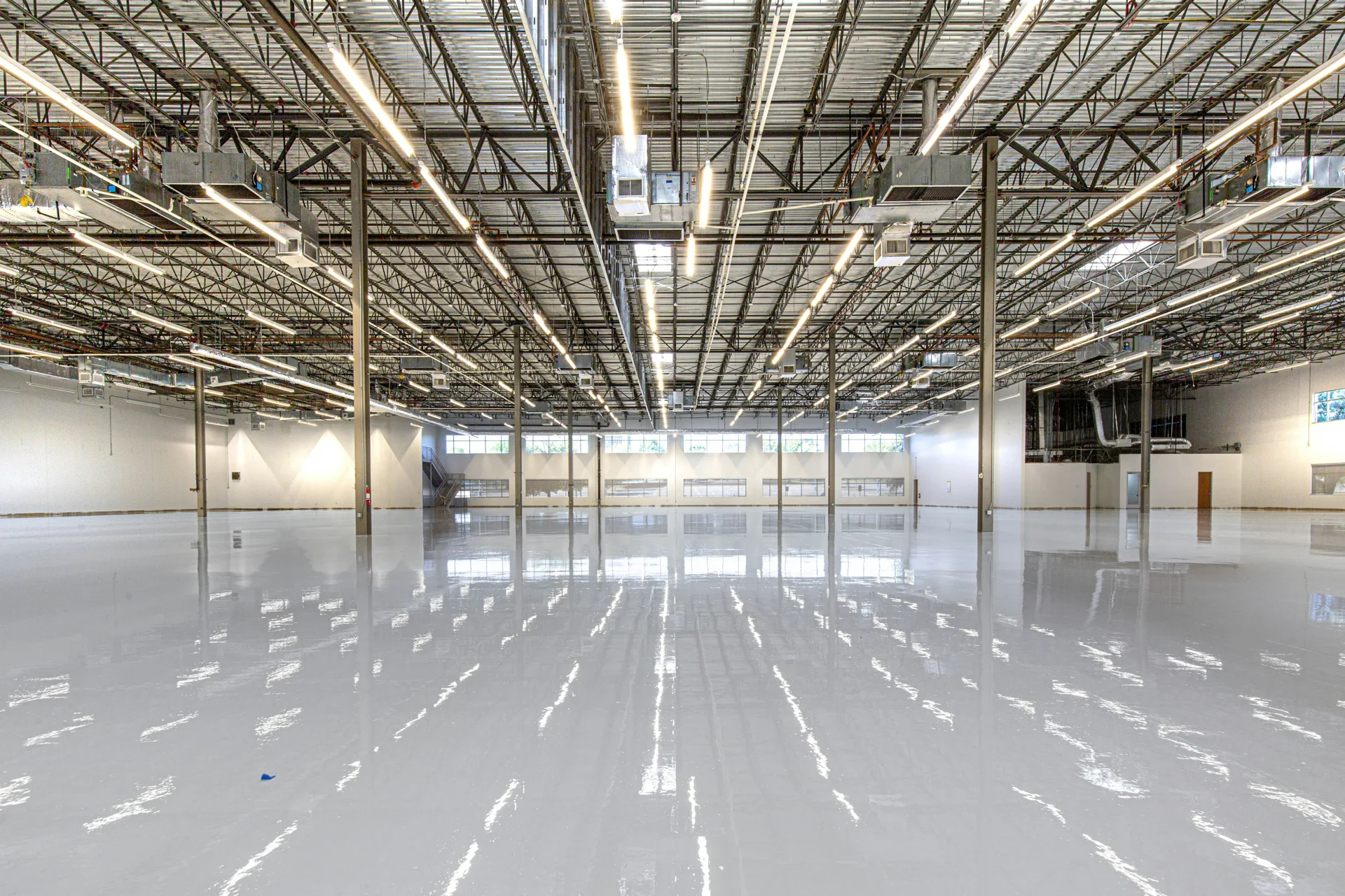 high-gloss epoxy floor in a Detroit cold storage facility