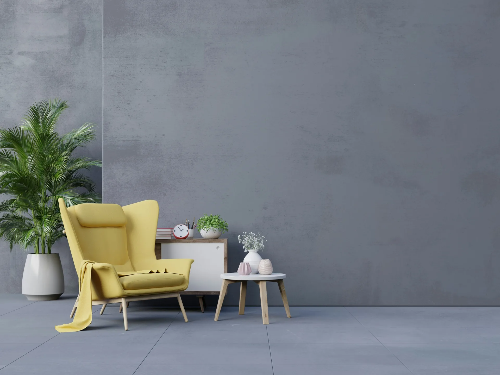 concrete feature surface in a modern Detroit interior
