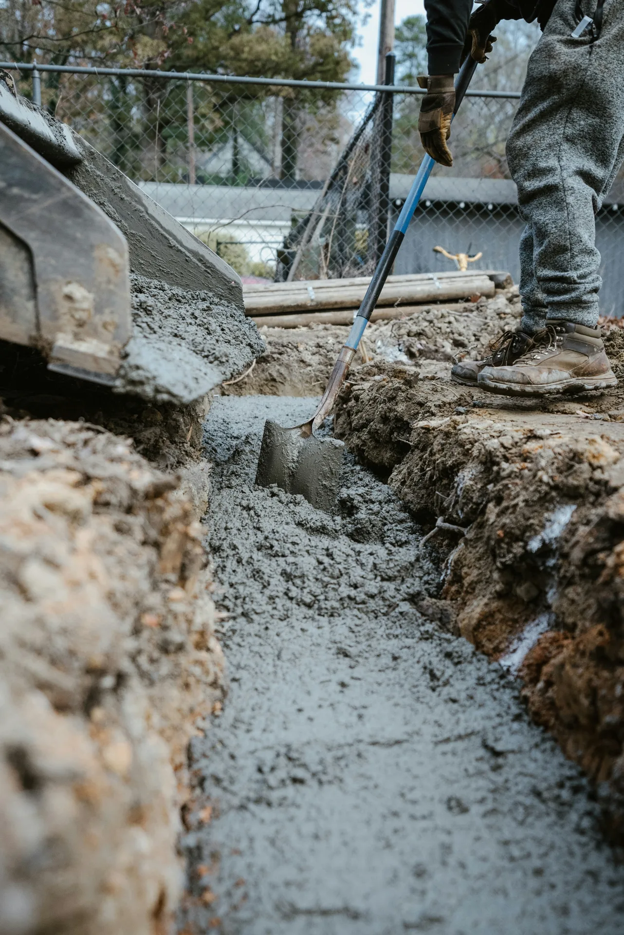 foundation repair excavation at a Detroit home