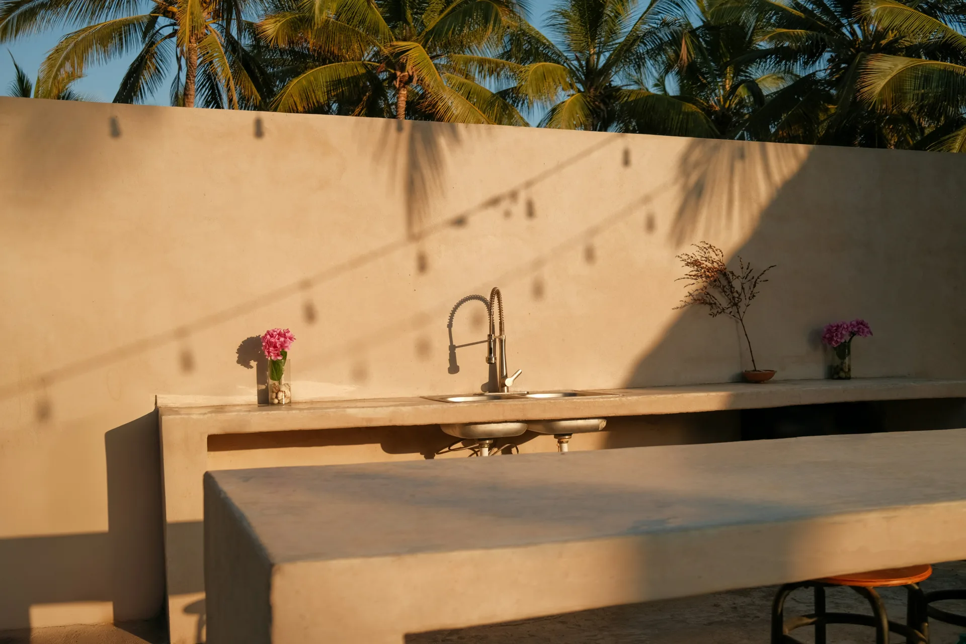 outdoor concrete countertop on a Detroit patio bar