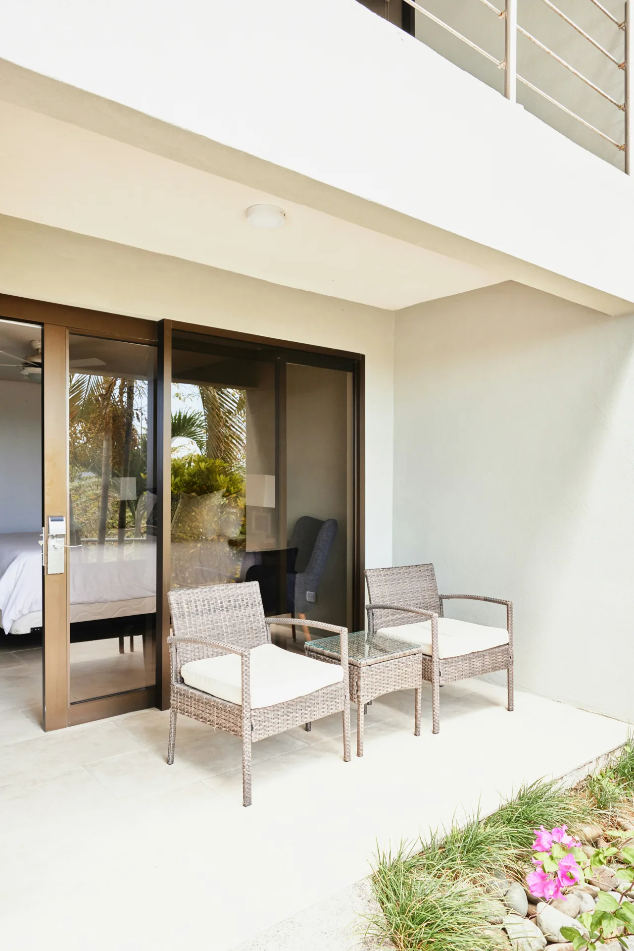 concrete patio pad off sliding doors at a Detroit home