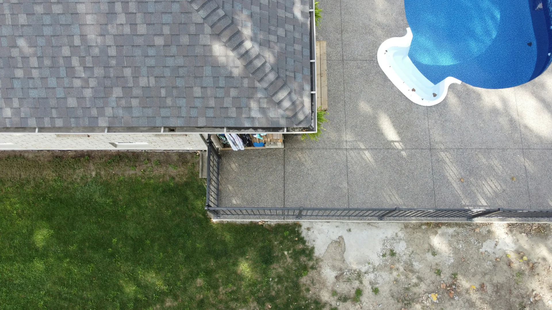 aerial view of a finished concrete pool deck in Detroit